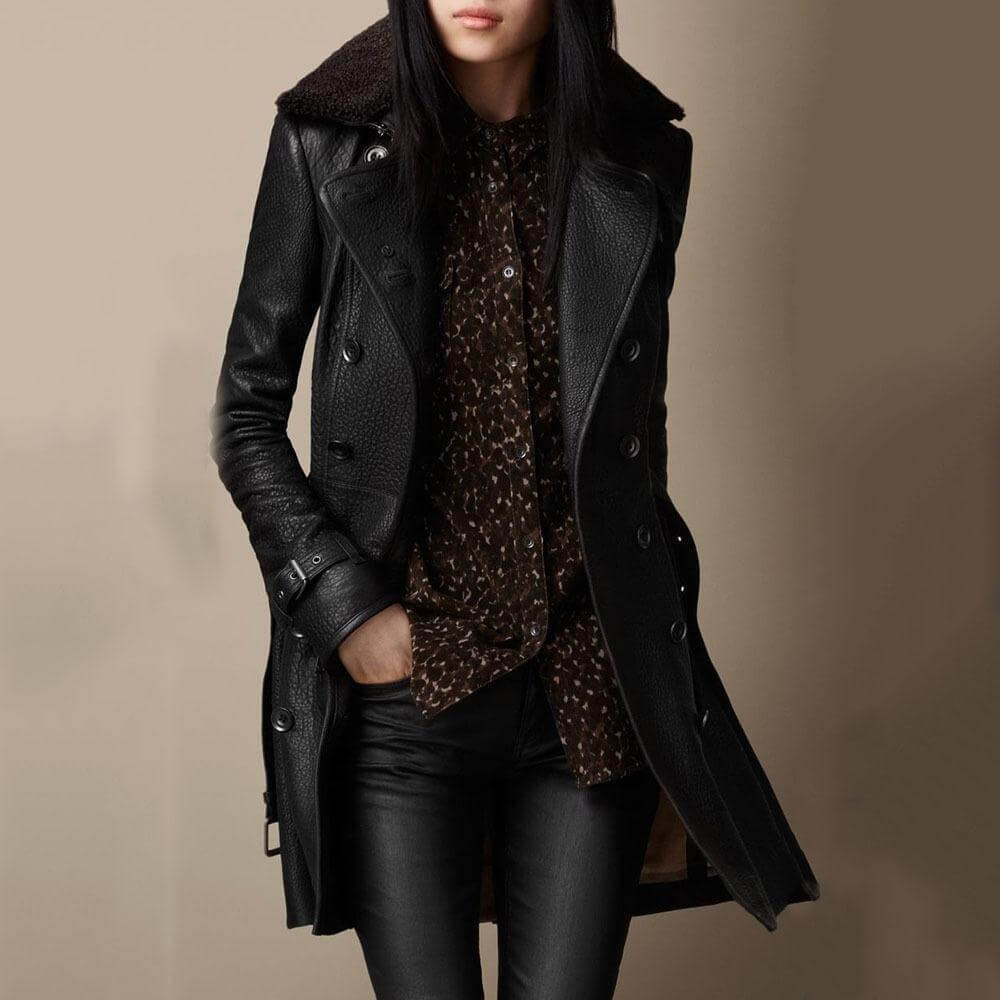 Claire | Manteau trench en cuir élégant et chic