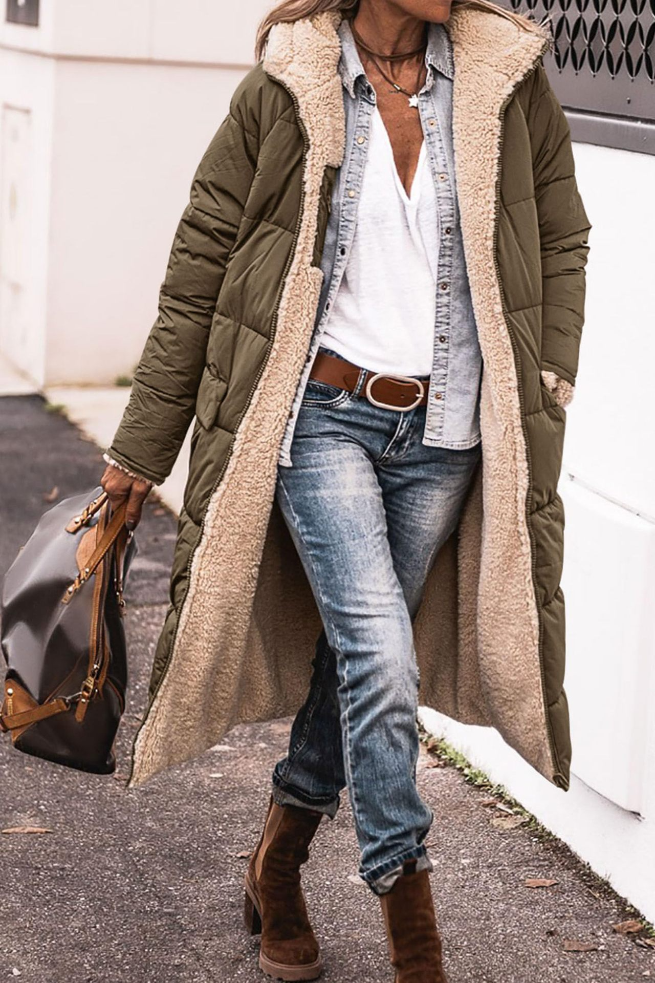 Élise | Manteau réversible en sherpa luxueux, double-face