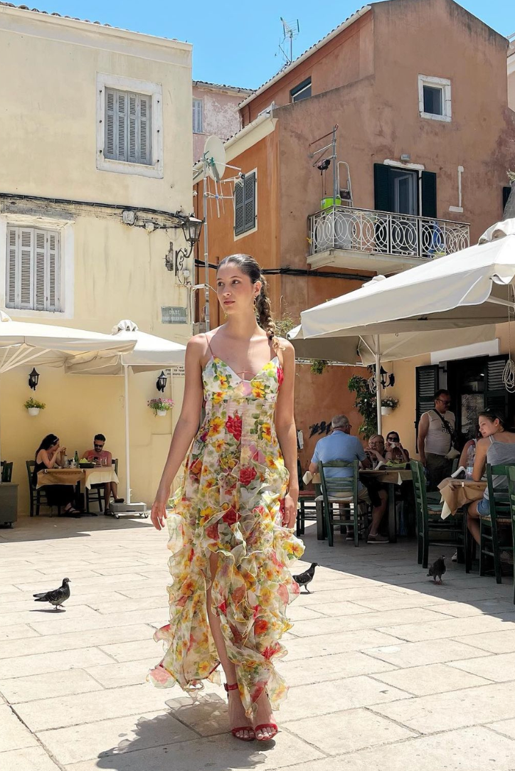 Saskia | Robe longue à volants, élégante et féminine