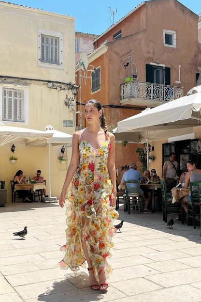 Saskia | Robe longue à volants, élégante et féminine