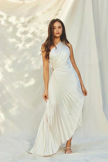 Robe midi à épaules dénudées avec manchette transparente — Billy Joan