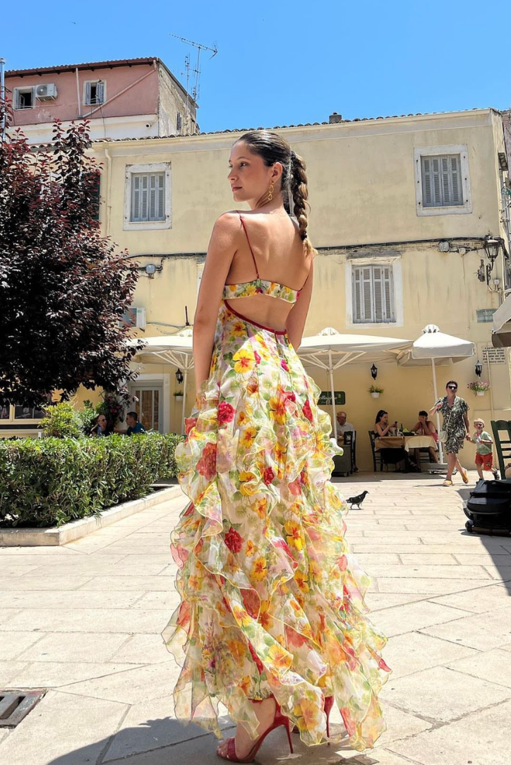 Saskia | Robe longue à volants, élégante et féminine