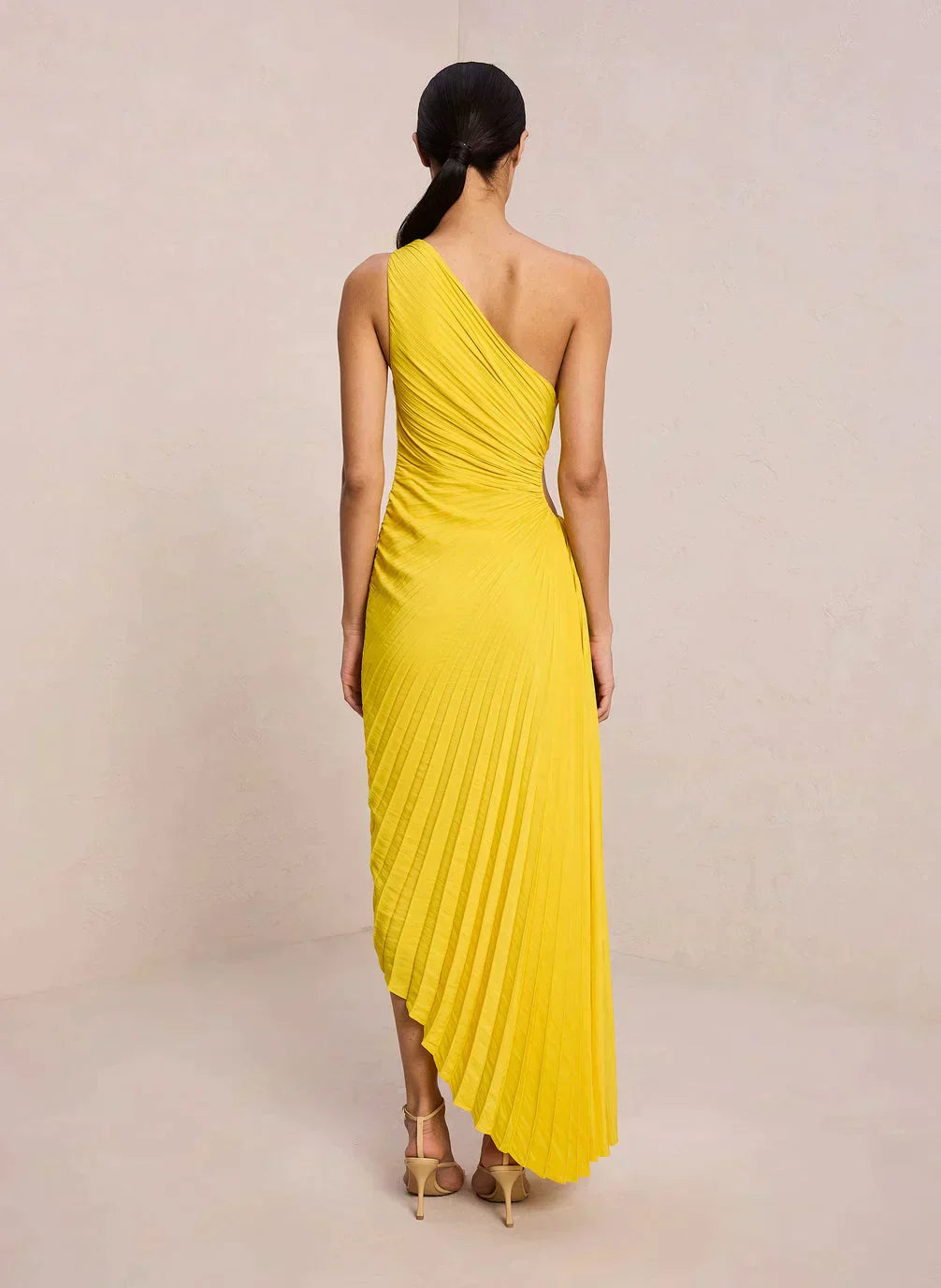 Robe midi à épaules dénudées avec manchette transparente — Billy Joan