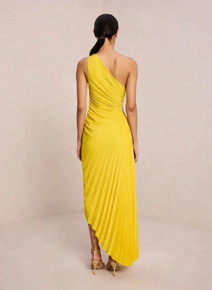 Robe midi à épaules dénudées avec manchette transparente — Billy Joan