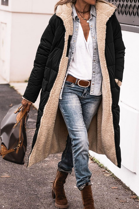 Élise | Manteau réversible en sherpa luxueux, double-face