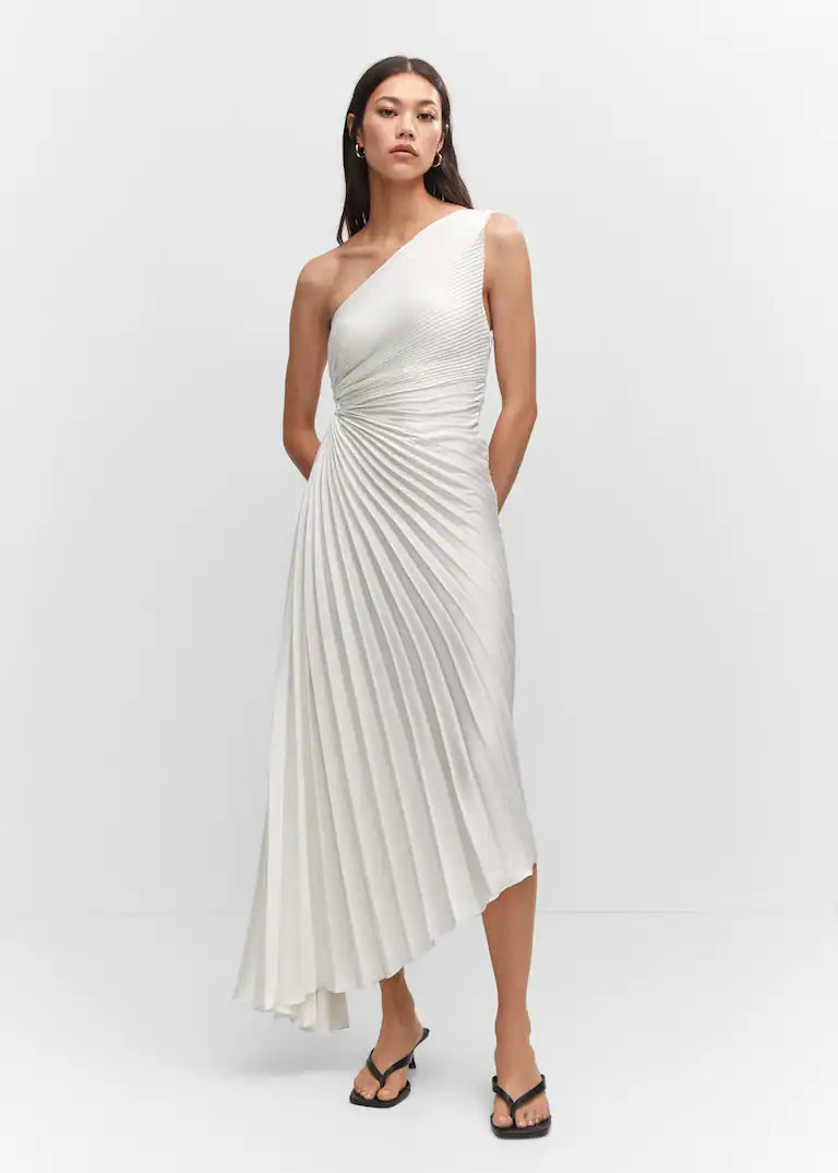 Robe midi à épaules dénudées avec manchette transparente — Billy Joan