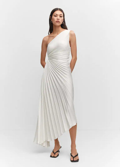 Robe midi à épaules dénudées avec manchette transparente — Billy Joan