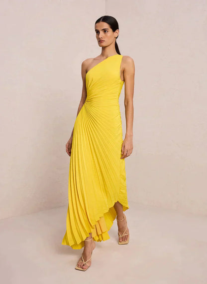 Robe midi à épaules dénudées avec manchette transparente — Billy Joan