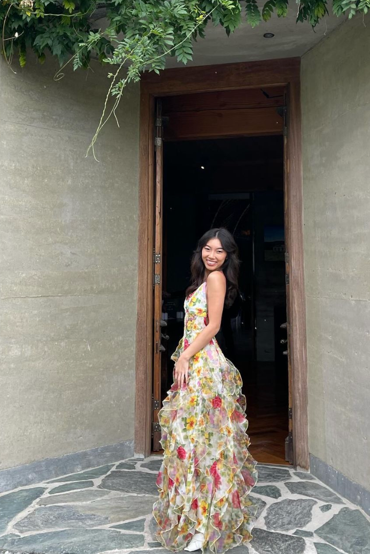 Saskia | Robe longue à volants, élégante et féminine