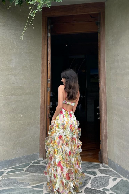 Saskia | Robe longue à volants, élégante et féminine