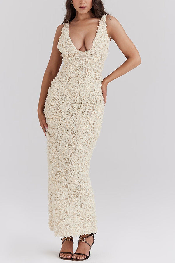 Lyra | Robe longue sans armature à motifs floraux, légère et élégante