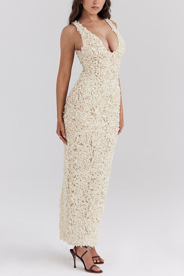 Lyra | Robe longue sans armature à motifs floraux, légère et élégante