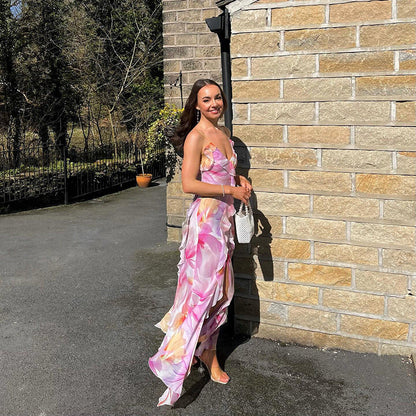 Nylah | Robe Maxi à Volants Fleuries – Charme Floral et Élégance Estivale