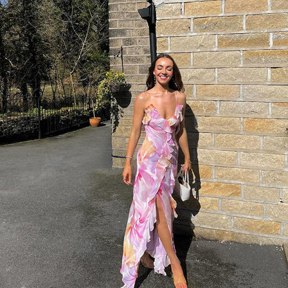 Nylah | Robe Maxi à Volants Fleuries – Charme Floral et Élégance Estivale