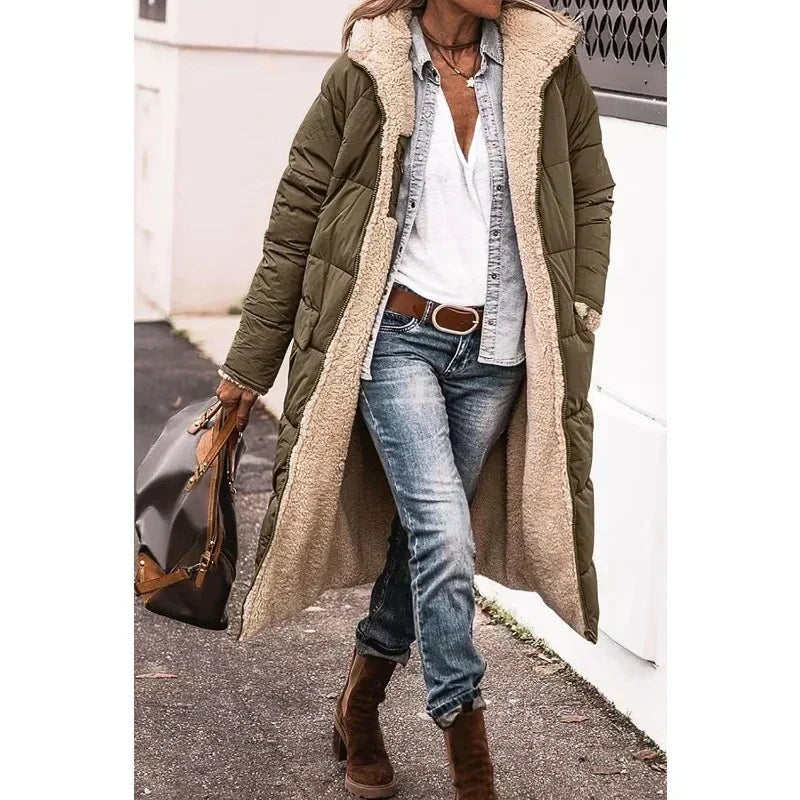 Manteau d'hiver élégant couleur jade — chic et intemporel