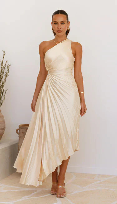 Robe midi à épaules dénudées avec manchette transparente — Billy Joan