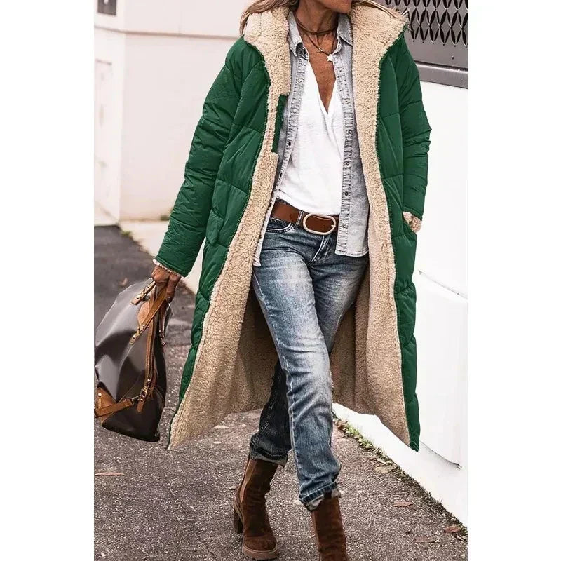 Manteau d'hiver élégant couleur jade — chic et intemporel
