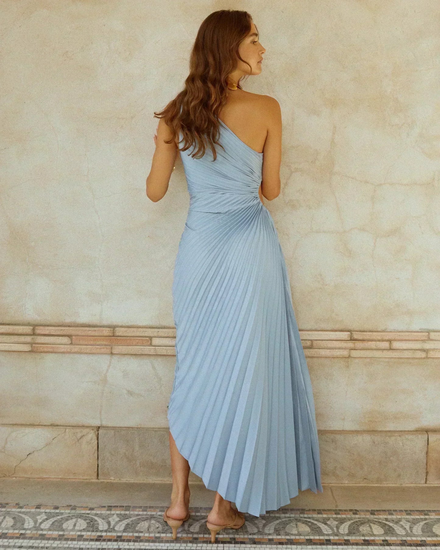 Robe midi à épaules dénudées avec manchette transparente — Billy Joan