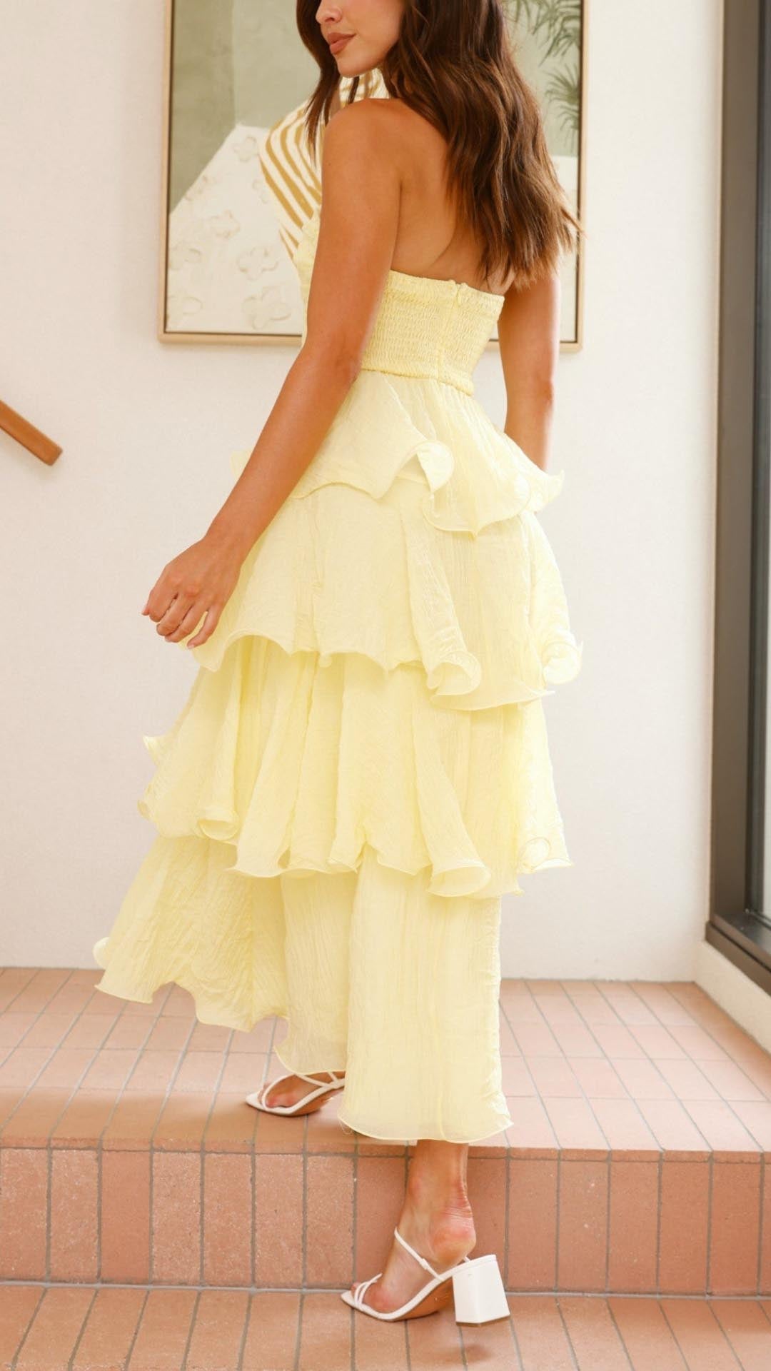 Kate | Robe longue maxi à volants en couches – élégante et féminine