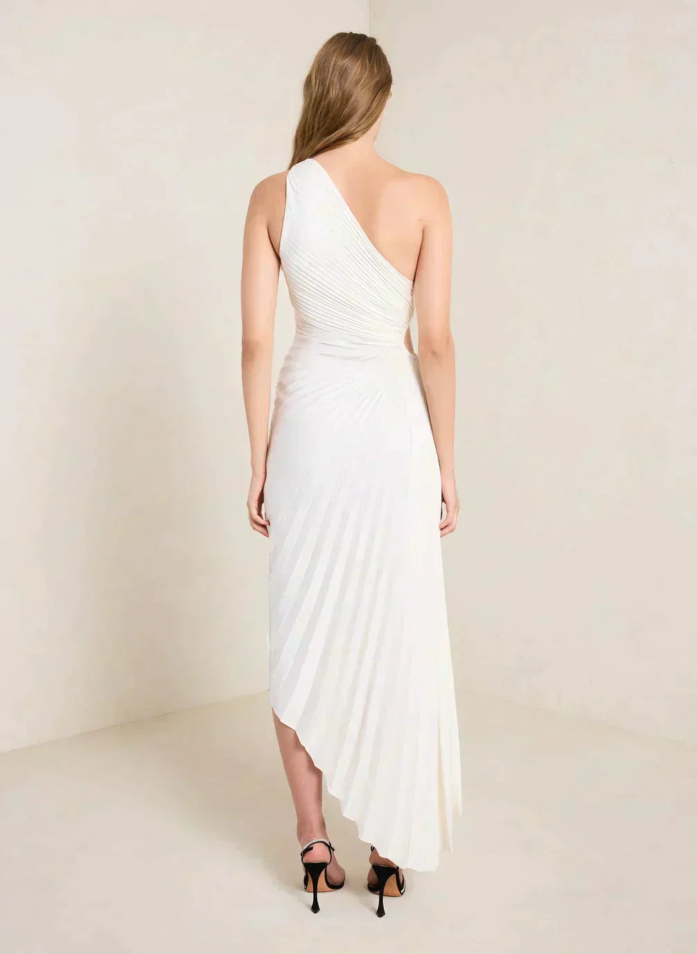 Robe midi à épaules dénudées avec manchette transparente — Billy Joan