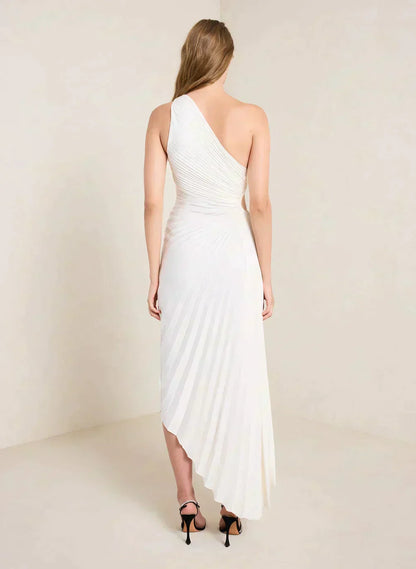 Robe midi à épaules dénudées avec manchette transparente — Billy Joan