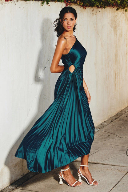 Robe midi à épaules dénudées avec manchette transparente — Billy Joan