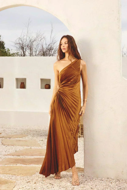 Robe midi à épaules dénudées avec manchette transparente — Billy Joan