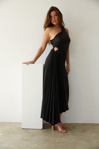 Robe midi à épaules dénudées avec manchette transparente — Billy Joan