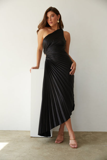 Robe midi à épaules dénudées avec manchette transparente — Billy Joan